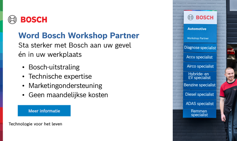 Word Bosch Workshop PartnerSta sterker met Bosch aan uw gevel  én in uw werkplaats